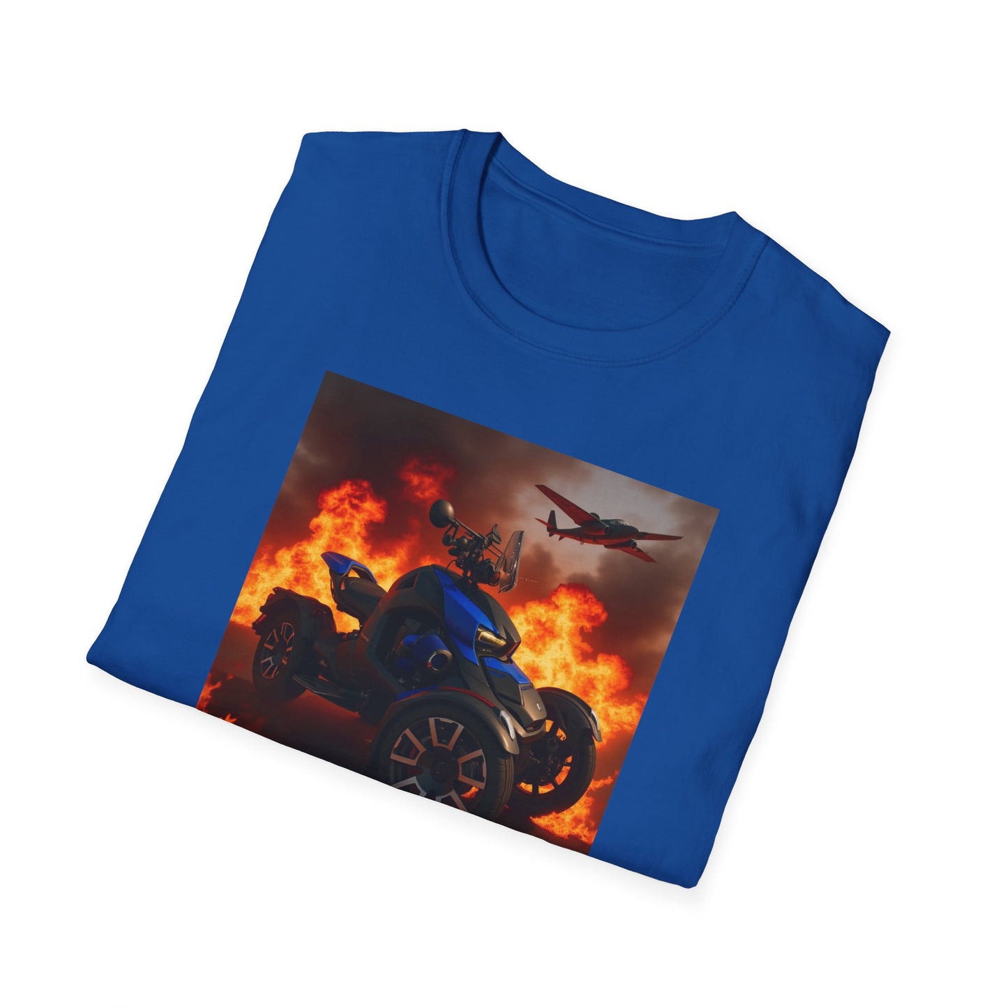 Motorcycle & Jet Flames T‑Shirt — Burnout Rider Graphic Tee