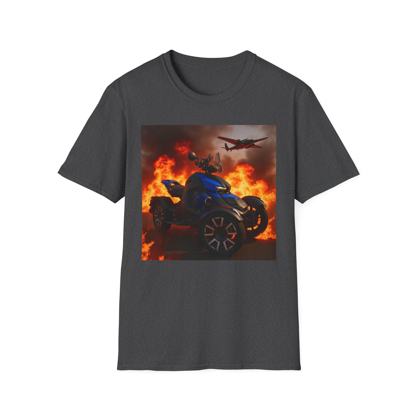Motorcycle & Jet Flames T‑Shirt — Burnout Rider Graphic Tee