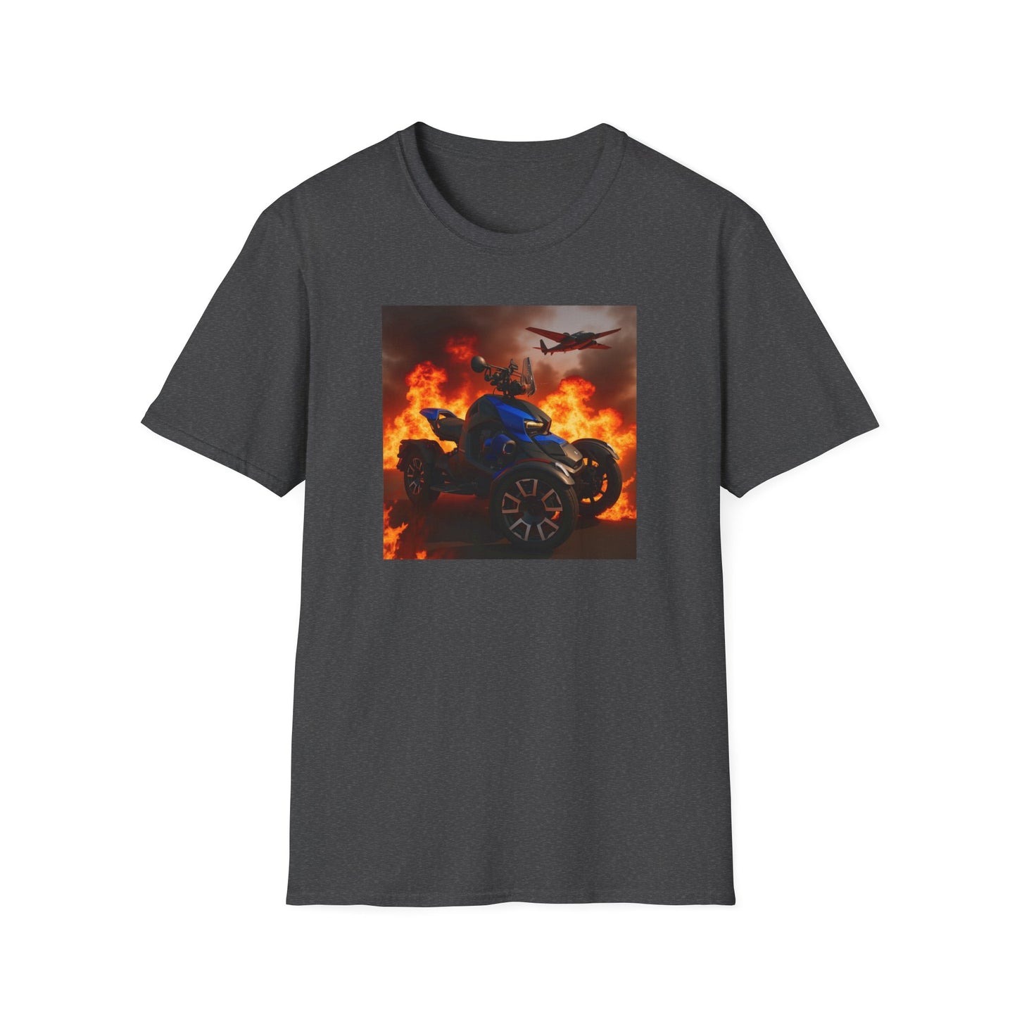 Motorcycle & Jet Flames T‑Shirt — Burnout Rider Graphic Tee
