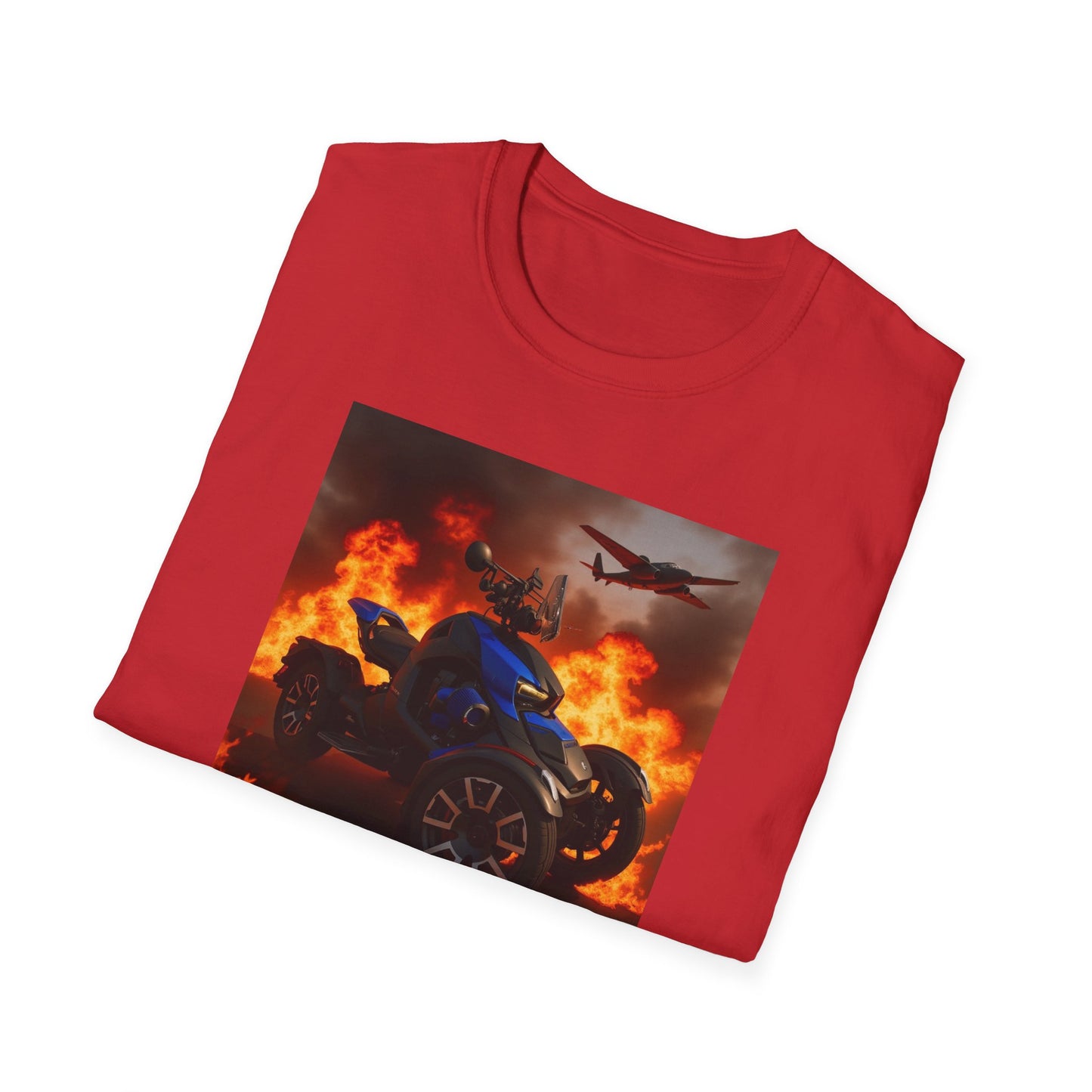 Motorcycle & Jet Flames T‑Shirt — Burnout Rider Graphic Tee