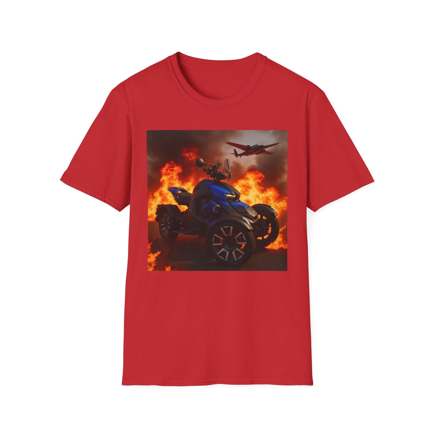 Motorcycle & Jet Flames T‑Shirt — Burnout Rider Graphic Tee