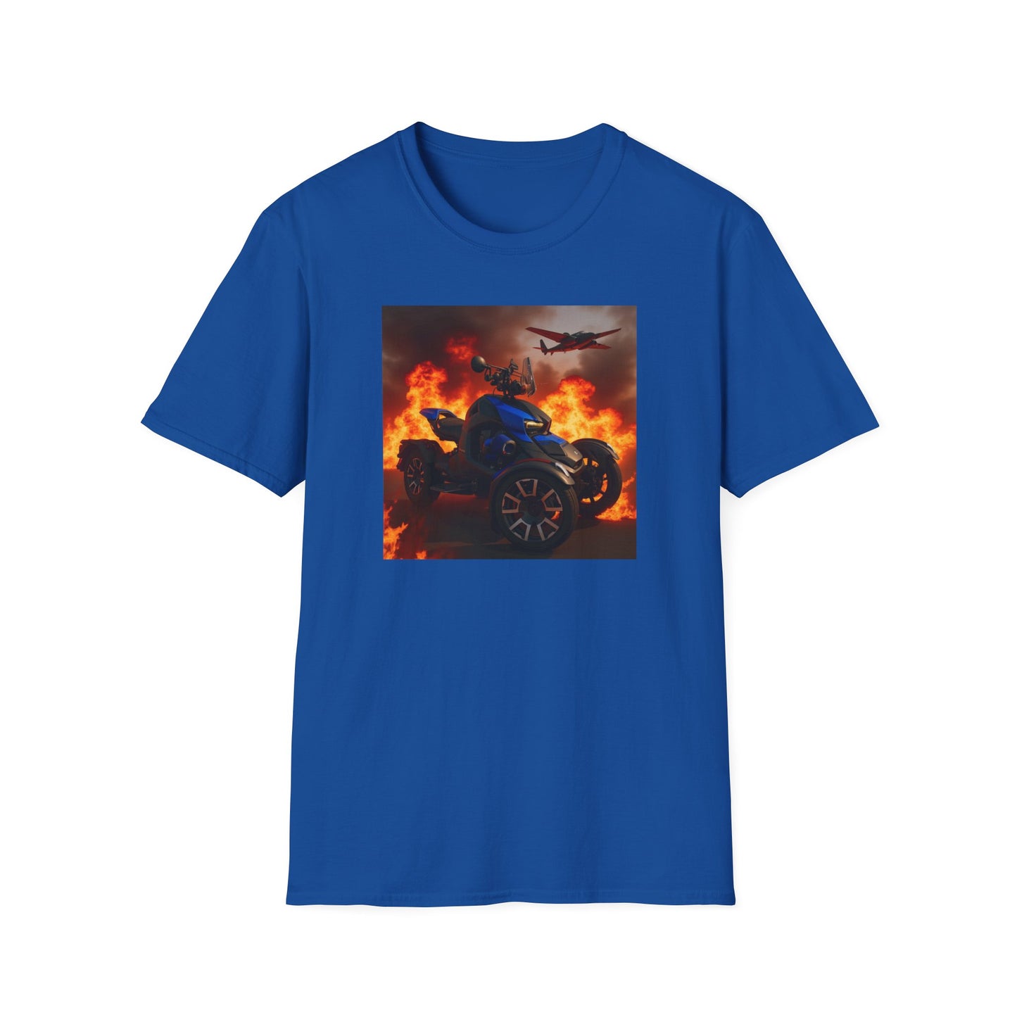 Motorcycle & Jet Flames T‑Shirt — Burnout Rider Graphic Tee