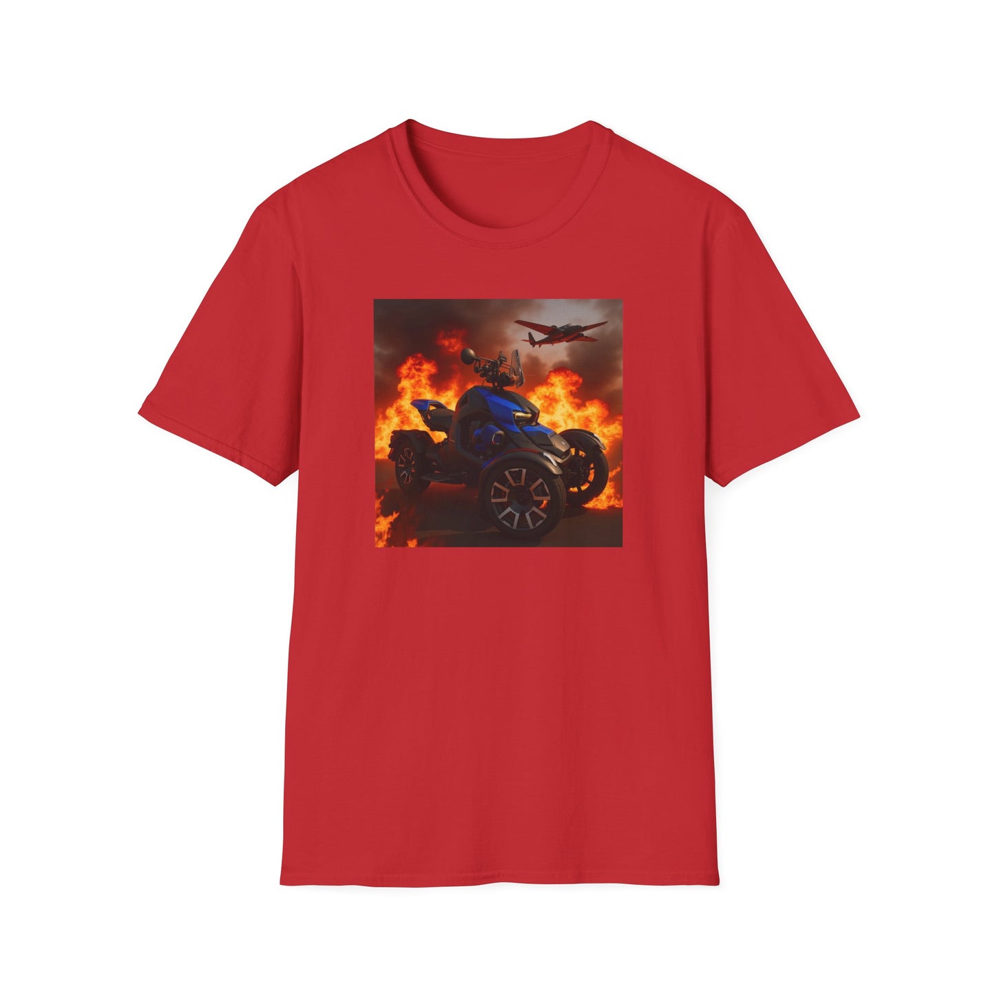 Motorcycle & Jet Flames T‑Shirt — Burnout Rider Graphic Tee