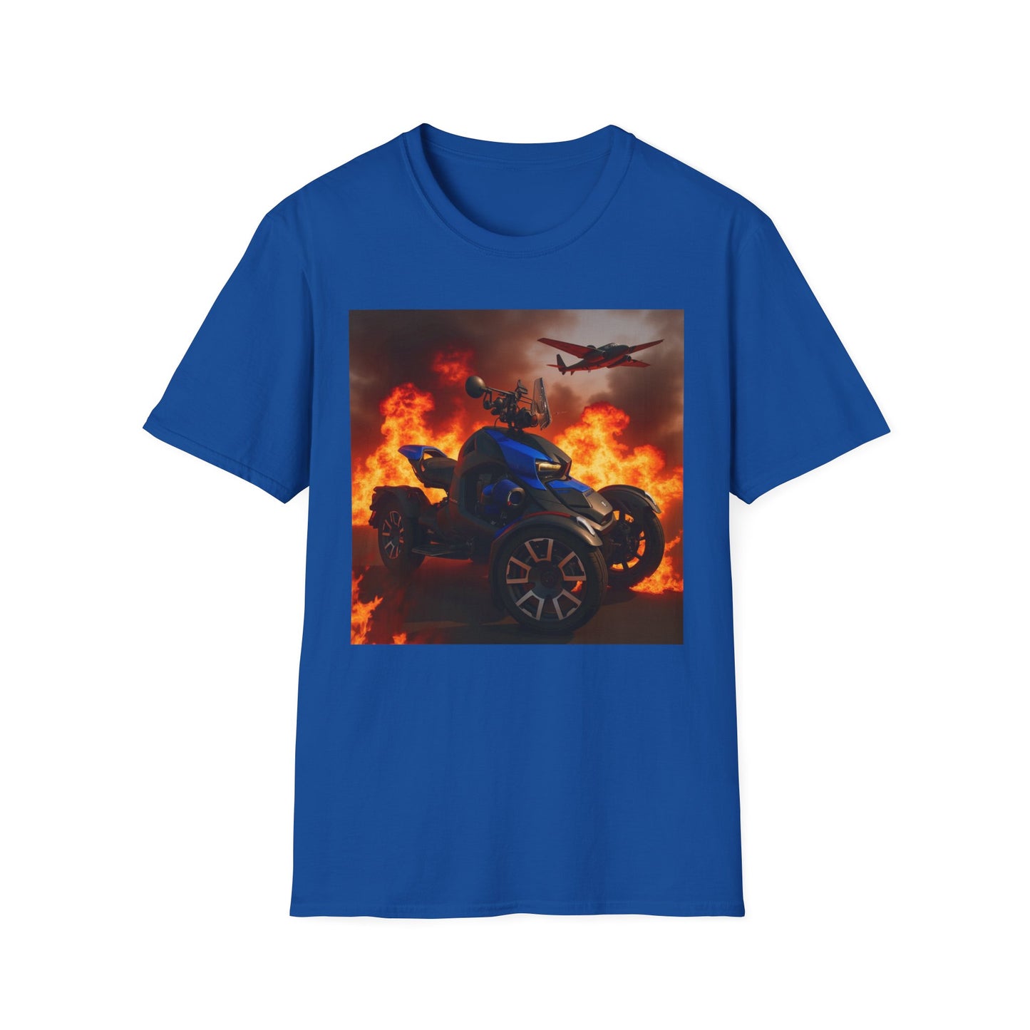 Motorcycle & Jet Flames T‑Shirt — Burnout Rider Graphic Tee